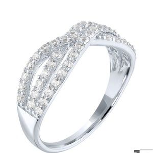 Last One! White Sapphire and Sterling Crossover Ring